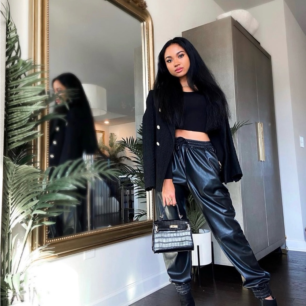 Zara Black Faux Leather Joggers
